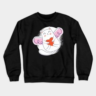 cat with wings and a heart Crewneck Sweatshirt